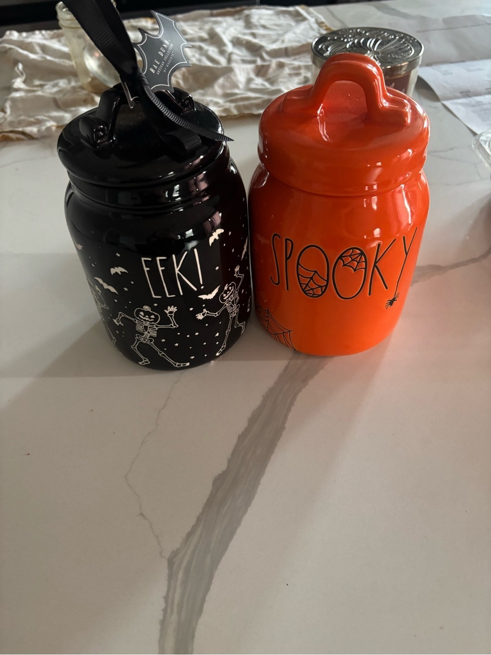 Rae Dunn Black 'Eek!' & Orange 'Spooky' Halloween Canister Set